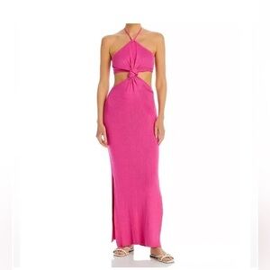 Elegant Backless Pink Halter Dress